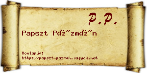 Papszt Pázmán névjegykártya